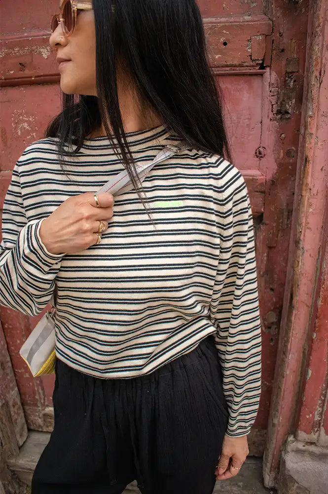 Bellerose Gerhi Milky-Way And Navy Striped Sweater
