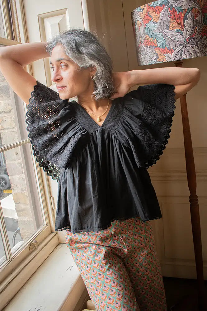 Faune Camelia Black Top - The Mercantile London