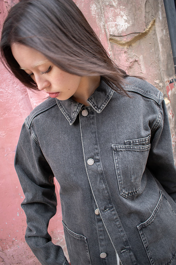 Dr Denim Evon Aged Black Worker Jacket - The Mercantile London