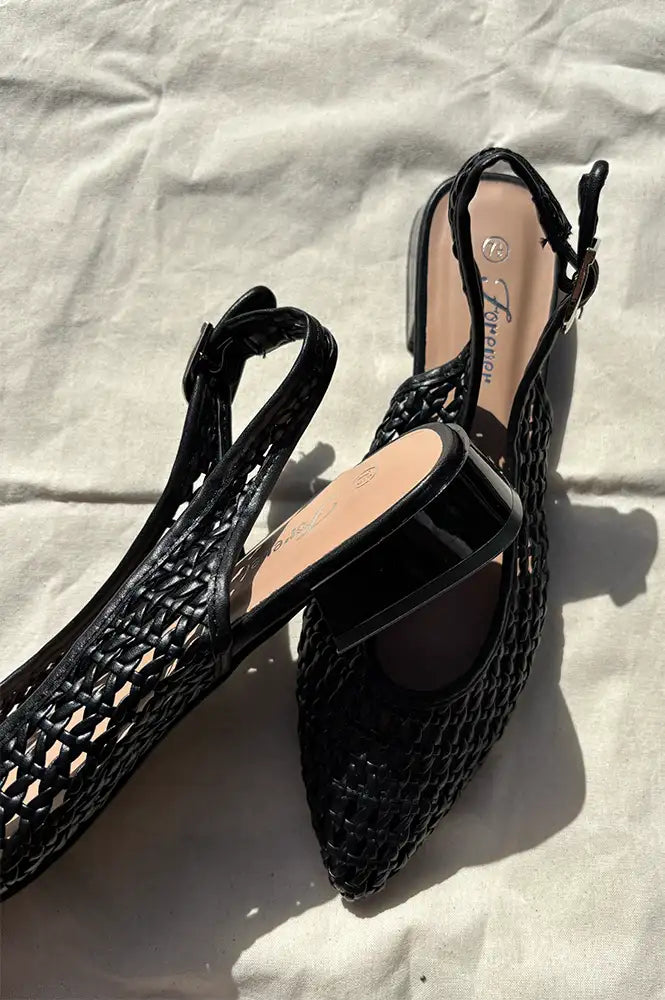 Cocci Felicity Black Woven Slingback Sandals