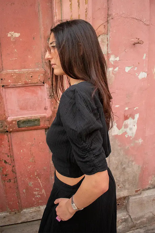 An'ge Sadouma Black Twisted Top - The Mercantile London