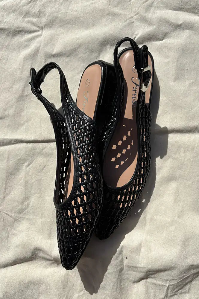 Cocci Felicity Black Woven Slingback Sandals