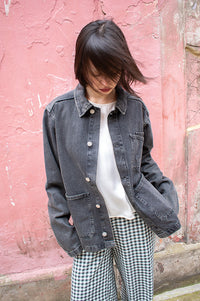 Dr Denim Evon Aged Black Worker Jacket - The Mercantile London