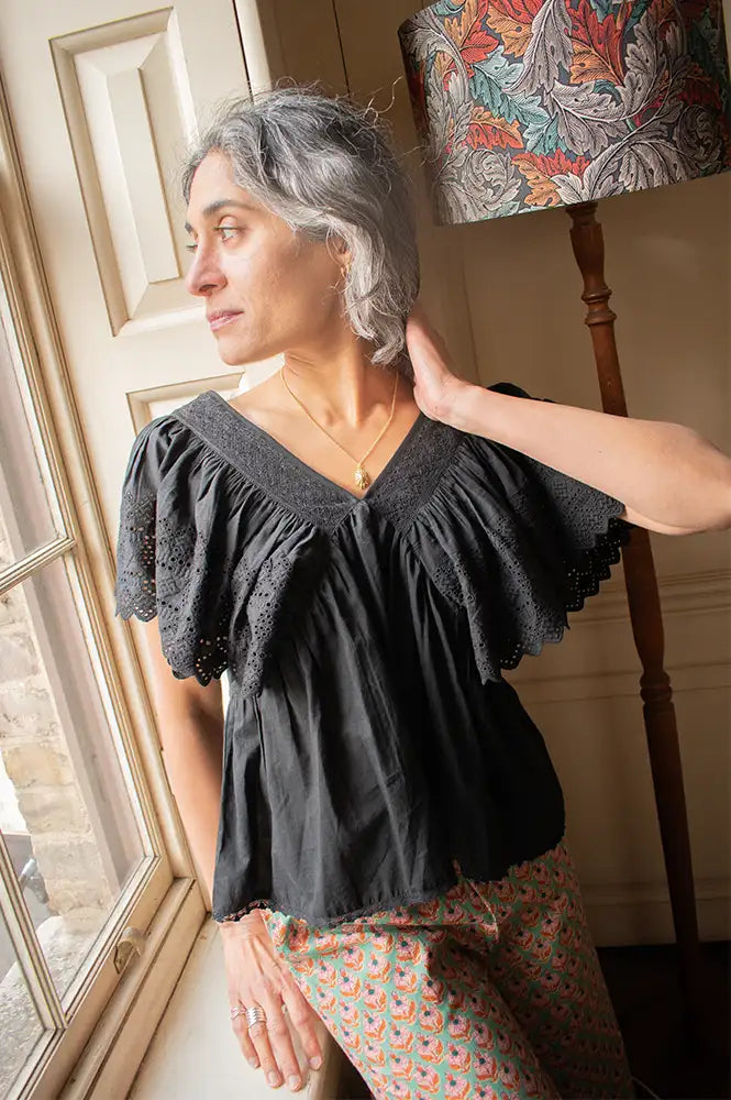 Faune Camelia Black Top - The Mercantile London