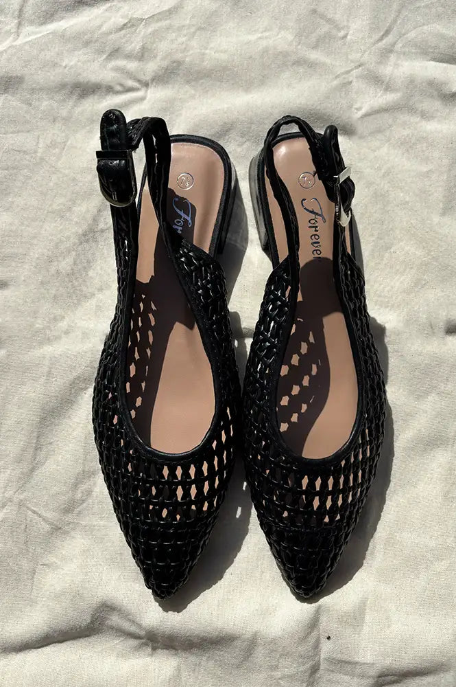 Cocci Felicity Black Woven Slingback Sandals