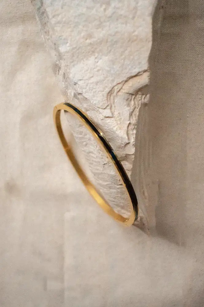 Black Enamel Thin Bangle Bracelet - The Mercantile London