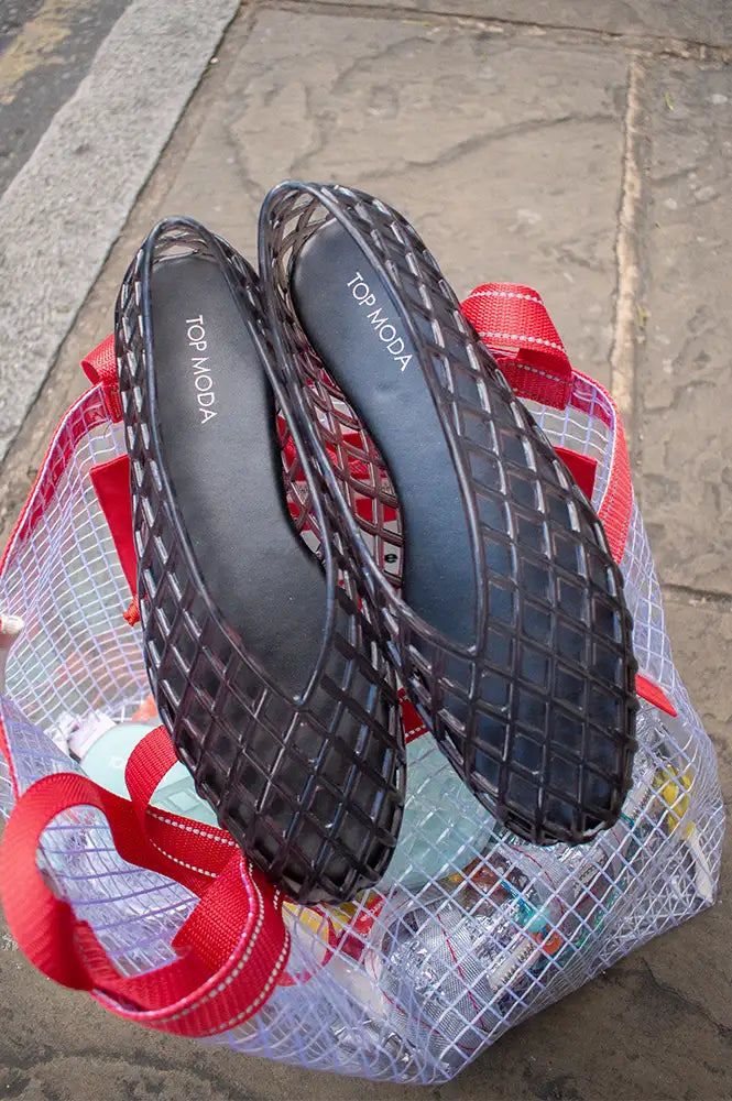 Cocci Tess Anthracite Woven Jelly Flats - The Mercantile London