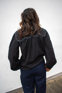Stella Nova Black Moon And Star Embroidered Blouse - The Mercantile London