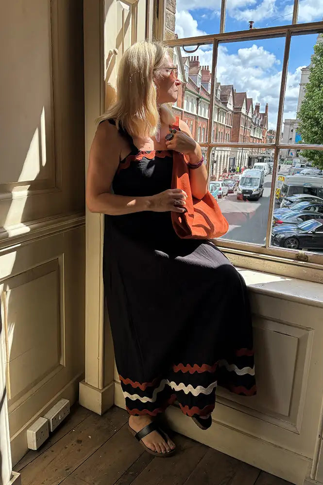 An'ge Ovalentin Black Ric Rac Dress