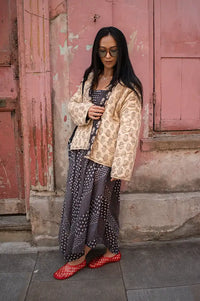 Cotton Conscious Black Block Printed Reversible Kimono