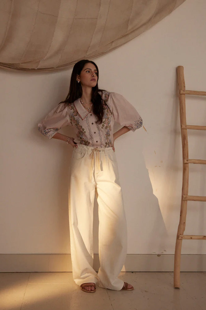 Seventy + Mochi Blake Herringbone Ecru Jeans - The Mercantile London