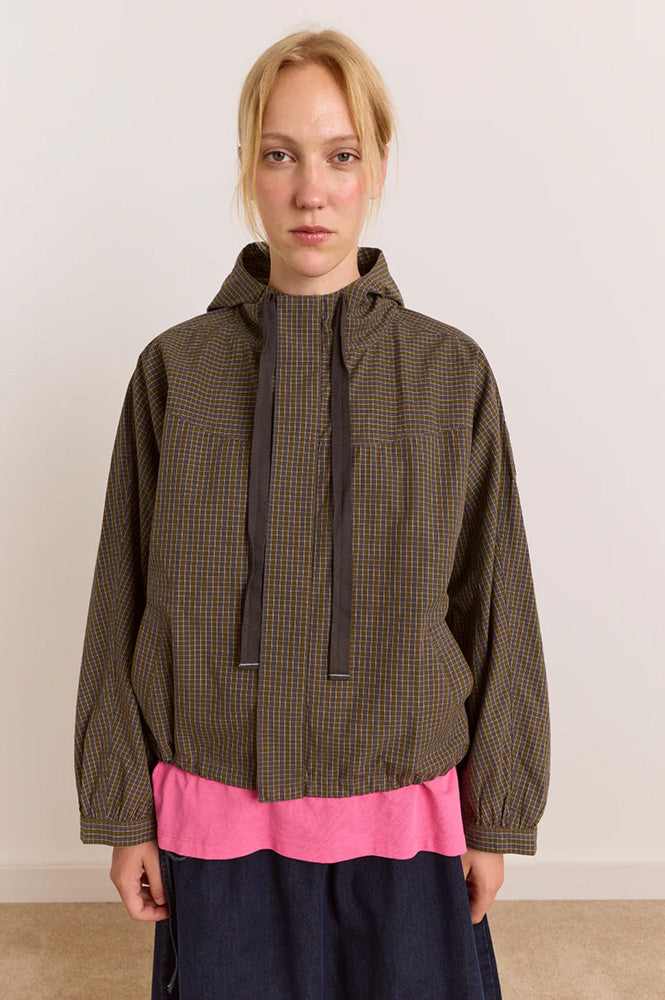 Damson Madder Blake Orion Check Hooded Jacket