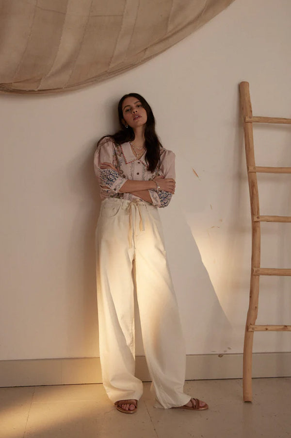 Seventy + Mochi Blake Herringbone Ecru Jeans - The Mercantile London