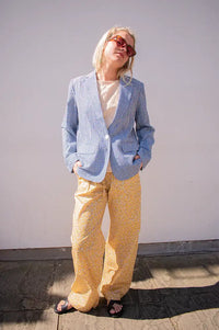 ICHI Jilma Blue Gingham Blazer Jacket - The Mercantile London