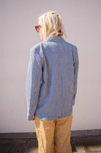 ICHI Jilma Blue Gingham Blazer Jacket - The Mercantile London