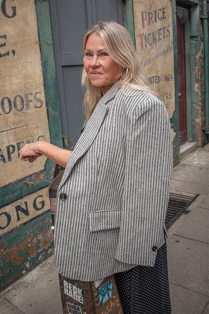 Stella Nova Striped Oversized Wool Blazer - The Mercantile London