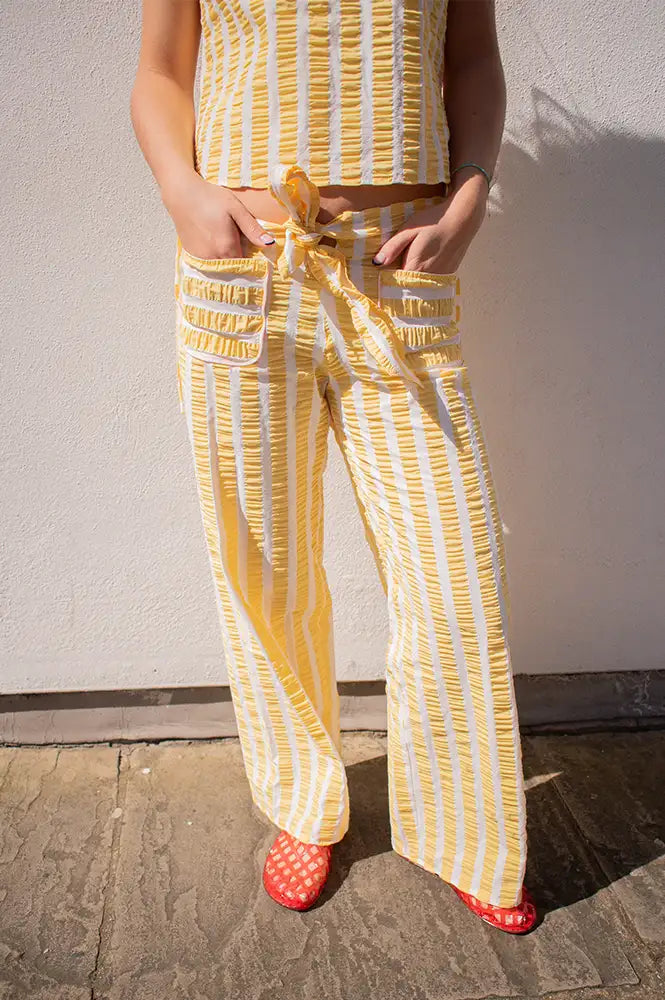 Dr Bloom Lazo Yellow Stripe Trousers - The Mercantile London