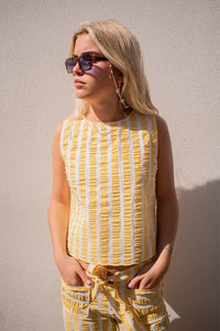Dr Bloom Travel Yellow Stripe Top - The Mercantile London