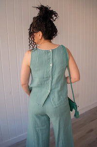 Dr Bloom Darling Green Linen Top - The Mercantile London