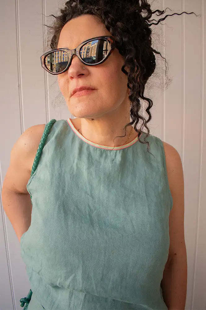 Dr Bloom Darling Green Linen Top - The Mercantile London