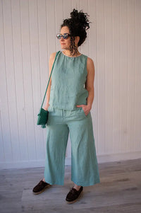 Dr Bloom Darling Green Linen Top - The Mercantile London