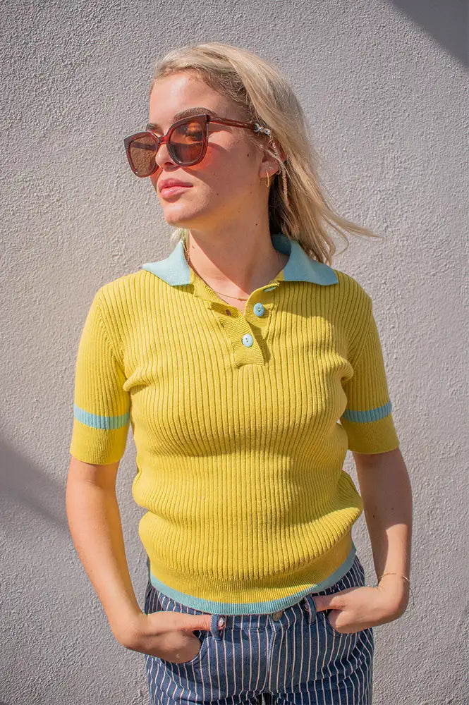 Dr Bloom Trina Gold Knitted Top - The Mercantile London