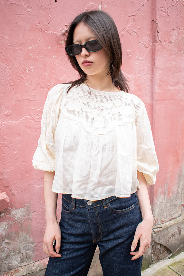 FRNCH Acasta Cream Blouse - The Mercantile London