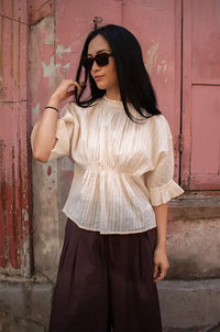 By-Bar Isabel Sand Dobby Blouse