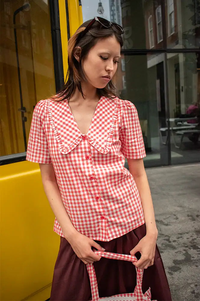 Compania Fantastica Red Gingham Blouse