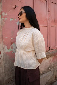 By-Bar Isabel Sand Dobby Blouse