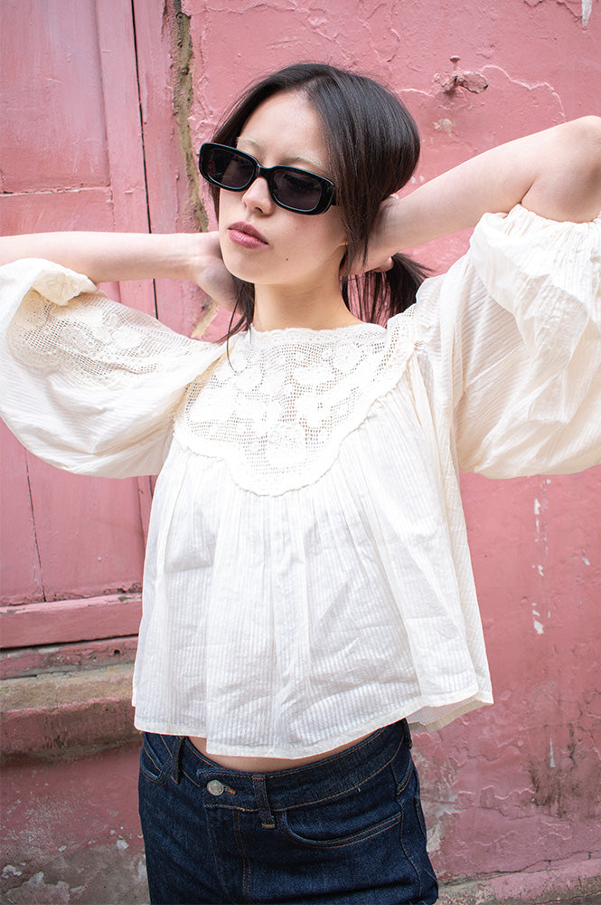 FRNCH Acasta Cream Blouse - The Mercantile London