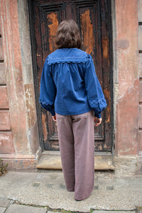 Louche Pallas Navy Babycord Ric Rac Blouse - The Mercantile London