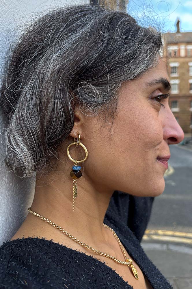 Sessùn Toti Tiger Blue Stone Earrings - The Mercantile London