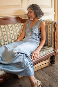 Faune Primrose Cornflower Blue Slip Dress - The Mercantile London