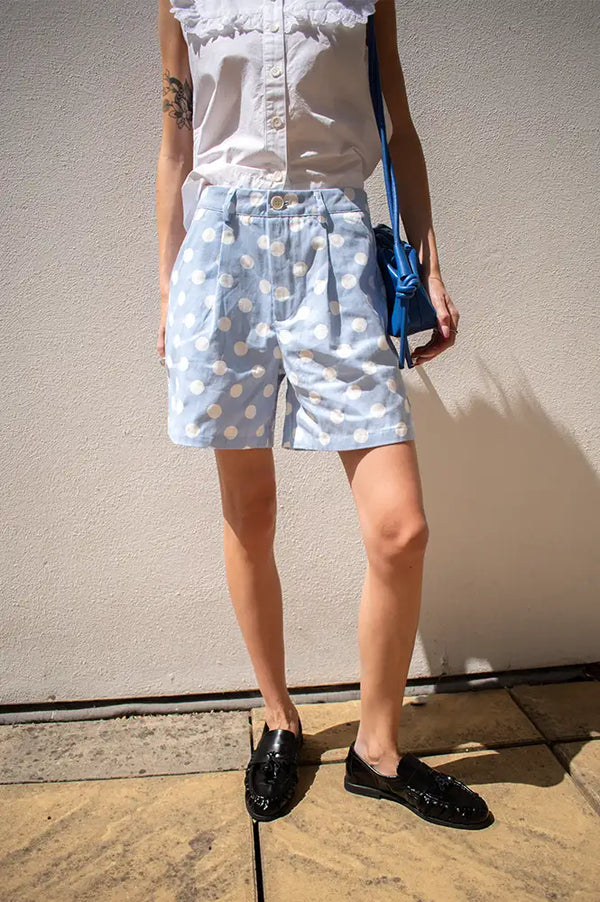Daphne Marie Ciel Blue Polka Dot Shorts