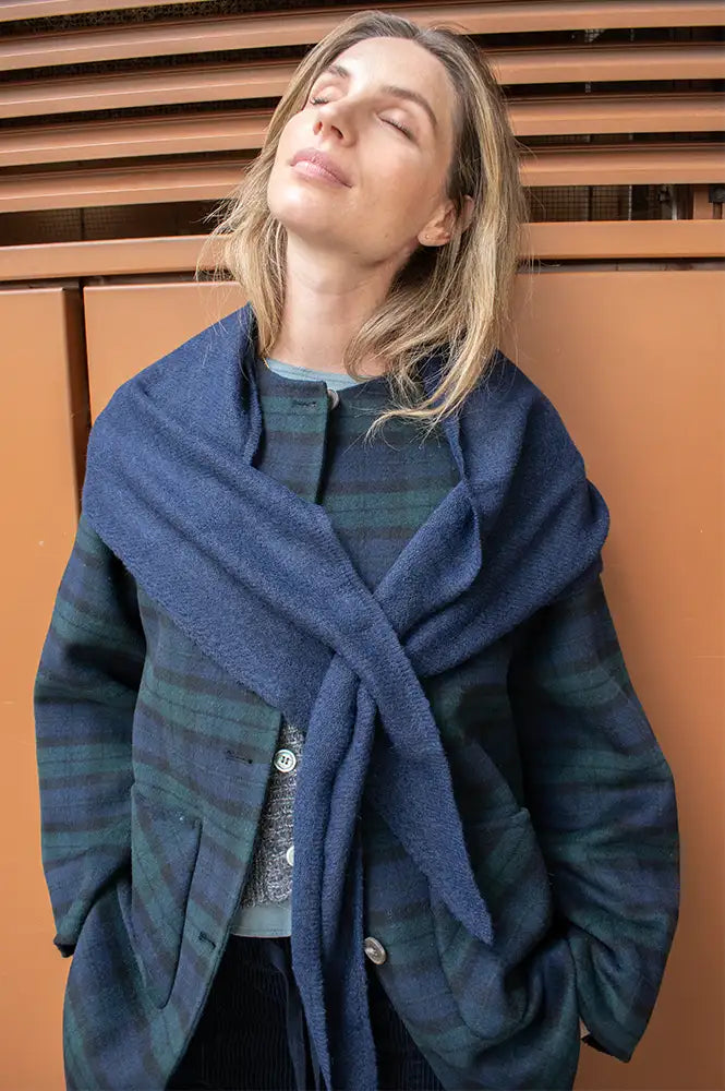 ICHI Gry Total Eclipse Knitted Triangle Scarf