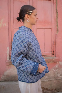 Marta Avril Navy Printed Jacket - The Mercantile London