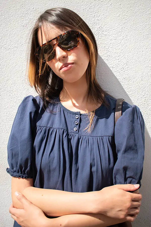 Mod Ref Frankie Navy Babydoll Ruffle Dress