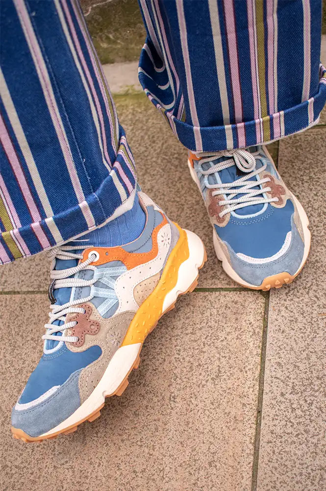 Flower Mountain Yamano 3 Azure & Sage Trainers - The Mercantile London