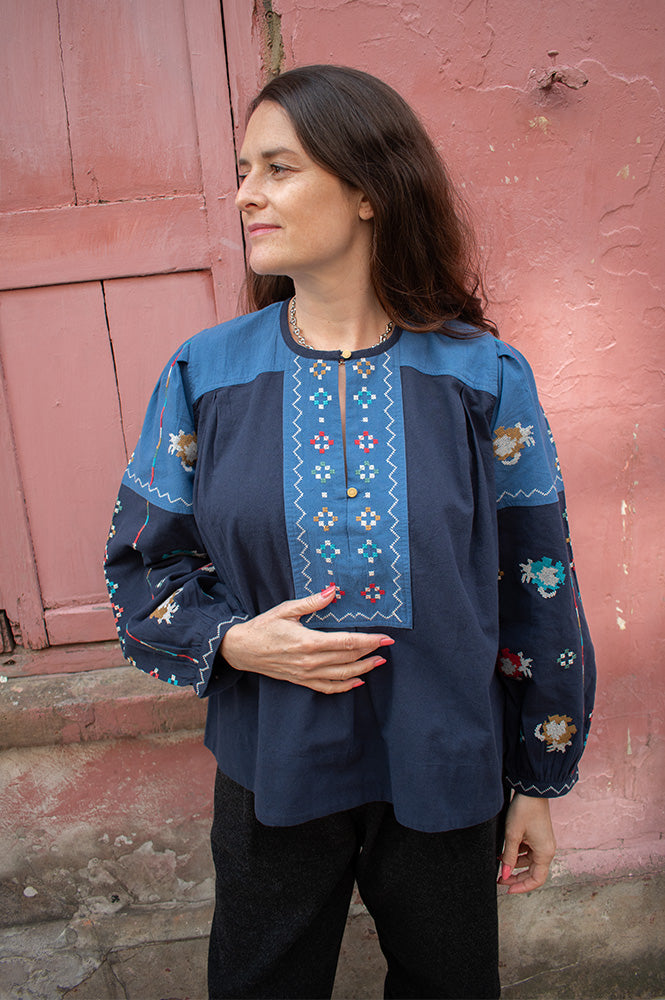 Leon & Harper Chuki Blue Blouse - The Mercantile London