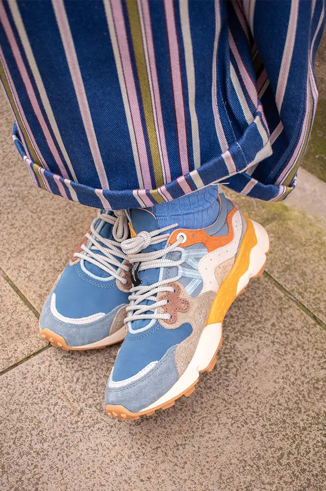 Flower Mountain Yamano 3 Azure & Sage Trainers - The Mercantile London