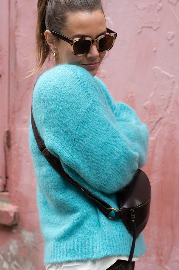 Maison Anje Beryton Uni Turquoise Pullover - The Mercantile London