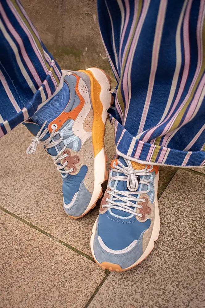 Flower Mountain Yamano 3 Azure & Sage Trainers - The Mercantile London