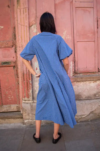 FRNCH Assunta Electric Blue Striped Dress - The Mercantile London