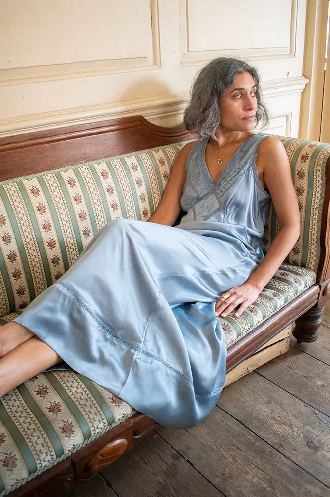 Faune Primrose Cornflower Blue Slip Dress - The Mercantile London