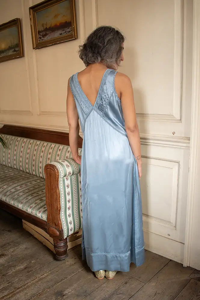 Faune Primrose Cornflower Blue Slip Dress - The Mercantile London