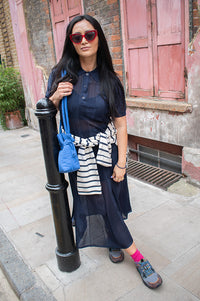 Nué Notes Belgrade Navy Skirt - The Mercantile London