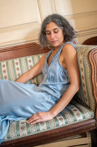 Faune Primrose Cornflower Blue Slip Dress - The Mercantile London