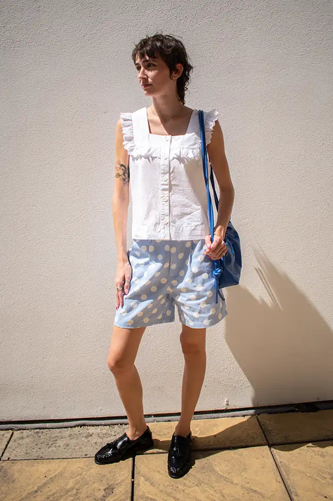 Daphne Marie Ciel Blue Polka Dot Shorts