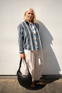 Nice Things Navy Blurred Checked Shirt